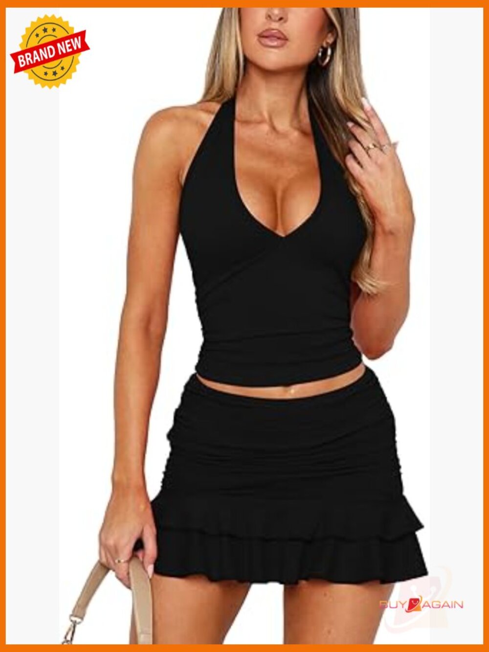 Women 2 Piece Skirt Sets Sleeveless Crop Top and Mini Skirt Summer Outfits - Picture 1 of 5